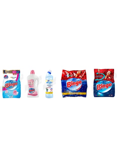 Bingo Renkliler Toz 8 Kg + Yüzey Tem. Fresh 2.5 Lt + Oksijen 750 Ml + Renkliler İçin Toz Deterjan 1.5 Kg + Renkliler 4kg 5'li Set Diğer