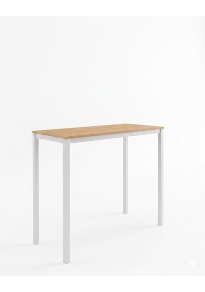 Bar Masası Meşe Tablalı 116x45x92cm Mutfak Masası & Kahve Köşesi Masası Beyaz Meşe