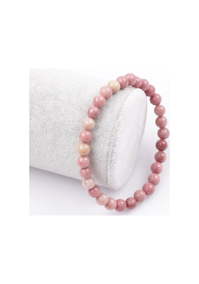 Pembe Jasper Doğal Taş Bileklik 6 Mm Küre Kesim Çok Renkli