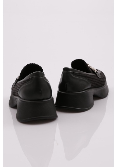 Dgn 504 Kadin Loafer Ayakkabi Siyah Kadife