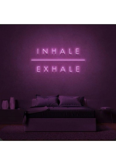 Inhale Exhale Yazılı Neon Tabela Pembe