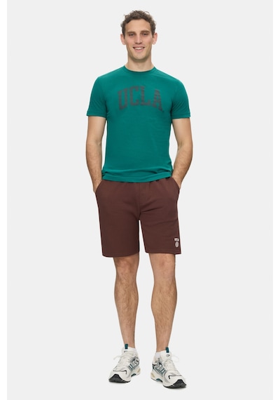 Ucla Culver Koyu Yeşil Bisiklet Yaka Baskılı %100 Pamuk Standard Fit Erkek Tshirt
