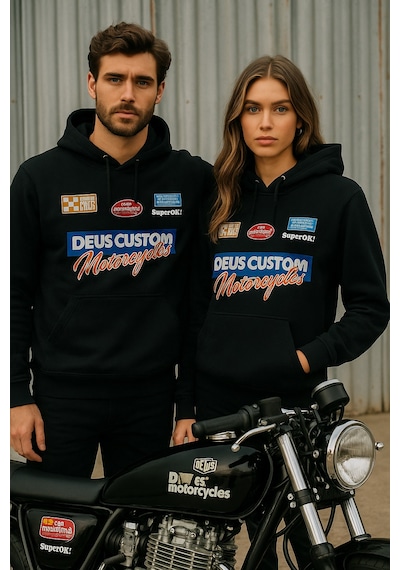 Unisex İkili Paket Kadın-erkek Sevgili Kombini - Kapüşonlu Baskı Detaylı Sweatshirt 2'li Paket Beyaz