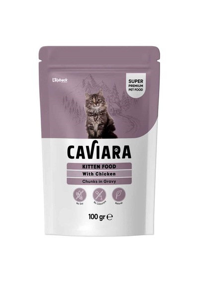 Caviara Tavuklu Yavru Kedi Maması Pouch Sos İçinde Et Parçacıklı 100 Gr