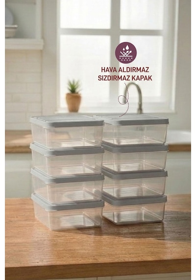 Selka Home 8 Adet 0.5 Lt. Nora Organizer Buzdolabı Buzluk Düzenleyici Saklama Kabı