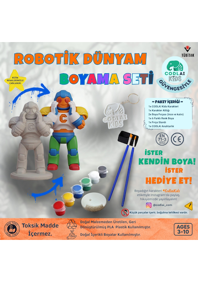 Codlaı Kids Robotik Dünyam 3d Boyama Seti - Çocuklar İçin Eğitici Yaratıcı Oyuncak Boyama Kiti - Aşık Robot