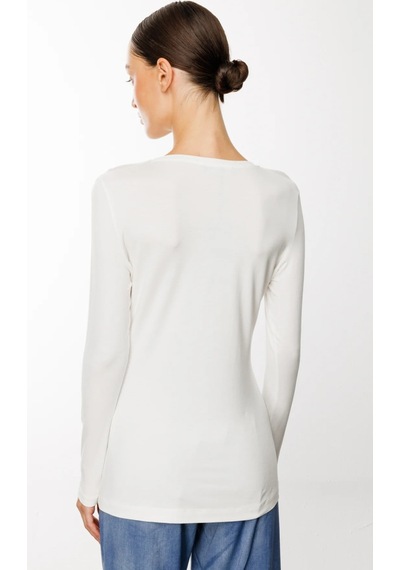 On Fashion Uzun Kol Kadın Basic Bluz 25y.on.blz.51303.01 Ekru