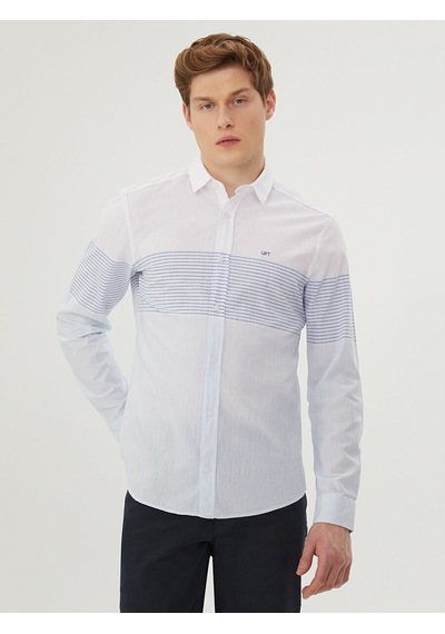 Loft Regular Fit Erkek Gömlek U.kol Whıte Blue