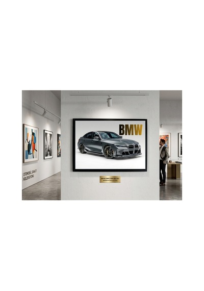 Bmw M3 Duvar Posteri Çerçeveli Spor Otomobil Tablosu 48x33 Cm