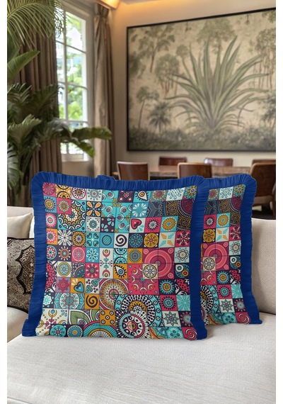 Canlı Boho Mozaik Saçaklı Yastık Kılıfı - Renkli Eklektik Mavi Sarı Püsküllü Kırlent Kılıfı Tozlu Dumanlı Lacivert Canlı Boho Mozaik Saçaklı Yastık Kılıfı - Renkli Eklektik Mavi Sarı Püsküllü Kırlent Kılıfı Tozlu Dumanlı Lacivert