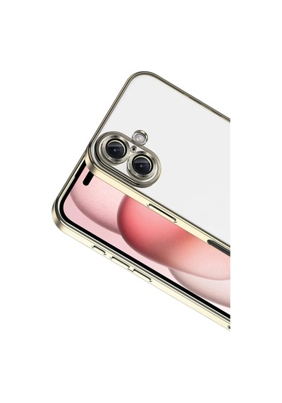 Apple Uyumlu iPhone 17 Uyumlu Lensli Silikon - Gold