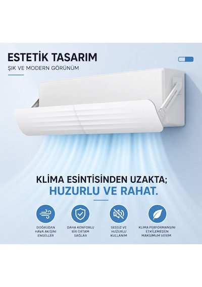 Klima Yönlendirici Aparat 53-100,5 cm Ayarlanabilir Klima Hava Yönlendirici Rüzgar Kesici Deflektör Klima Siperliği