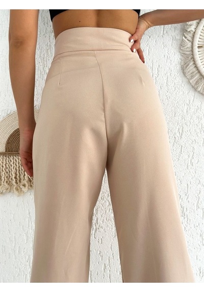 Lavajeans Cırt Cırtlı Bol Paça Plazzo Pantolon Bej Gri