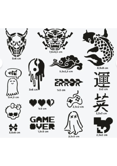 One Spray Tattoo City Pack - Tokyo Stencil Set 7 Designs Diğer