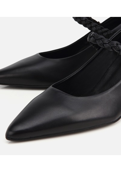 Hotiç Kadın Deri Siyah Örgü Bantlı İnce Topuklu Stiletto