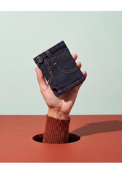 Just In Case Just Mini Denim Şort Cüzdan Gerçek Denim Kumaştan El Yapımı Tasarım Cüzdan 6 Kartlık Ve Nakit Bölmeli Unisex Mini Cüzdan İndigo