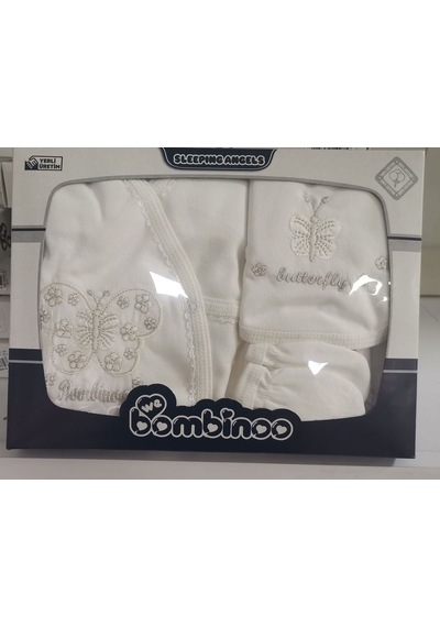 Bambinoo Bambino Kremkelebek 5 Li Zıbın Seti Hastane Çıkışı Pamuklu Krem