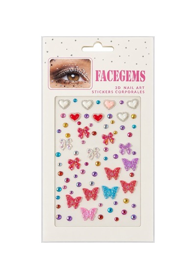 Kelebek & Taş Rhinestone Sticker Yapışkanlı Saç, Yüz, Tırnak, Vücut Ve Süs Taşı Çok Renkli