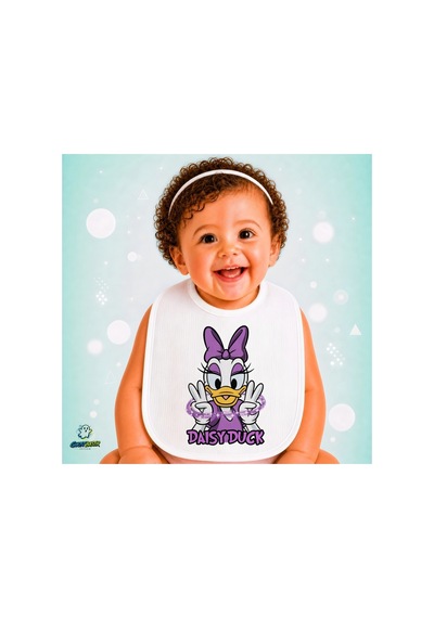 Daisy Duck Keten Bebek Mama Önlüğü Yumuşak - Emici - Yıkanabilir - Özel Tasarım P041 Çok Renkli