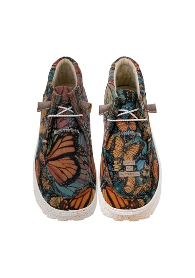 Kadın Vegan Deri Krem Bot - Moths And Butterflies Tasarım Multicolor