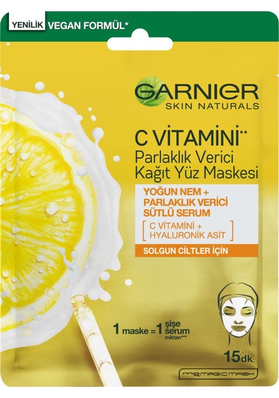 Garnier C Vitamini Parlaklık Verici Kağıt Yüz Maskesi 3 Adet
