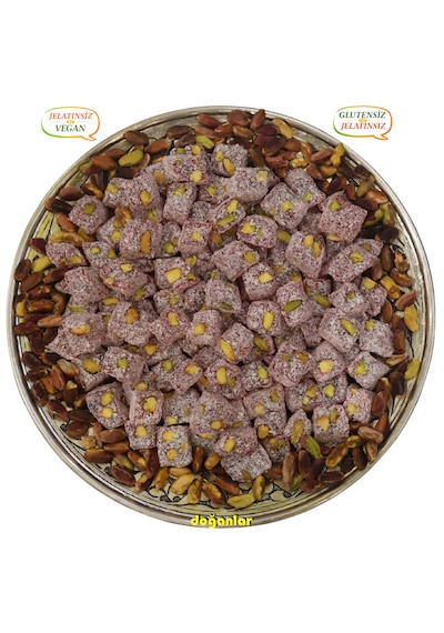 Narlı Antep Fıstıklı Çifte Kavrulmuş Lokum Helal-vegan-glütensiz-jelatinsiz 400 Gr.