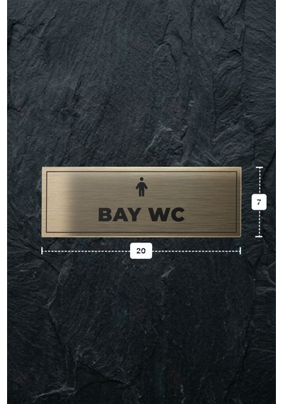 Bay Wc Yazılı - Metal - Gold Renk - Kapı İsimliği - 20x7 Cm