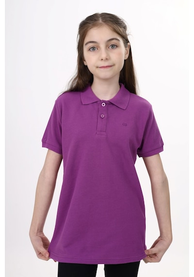 Toontoy Kids Toontoy Unisex Polo Yaka Düğmeli Uzun Kısa Tişört Mor