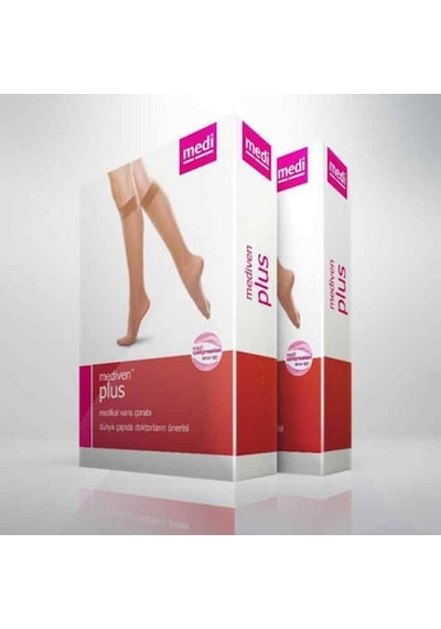 Mediven Plus Diz Altı Diz Altı Basınçlı Varis Çorabı Ten Rengi CCL3 7 Açık Kısa