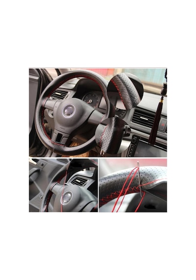 Honda Cr-v 1997-2002 A Kalite Direksiyon Kılıfı Dikmeli Noktalı Kırmızı Dikişli Siyah