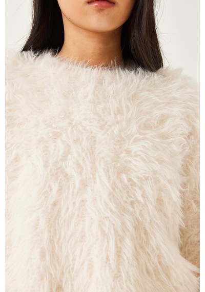 Shade Kadın Tüylü Oversize Kazak 241205 60261212 - Krem
