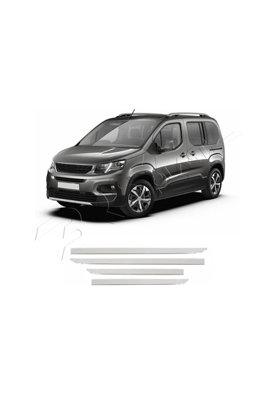 Peugeot Rifter Uyumlu 2019 Ve Üzeri Krom Yan Kapı Çıtası 4 Parça Paslanmaz Çelik