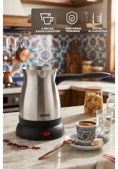 Sinbo Scm-9038 Elektrikli Türk Kahve Makinesi 5 Fincan 500 Ml Paslanmaz Çelik Cezve