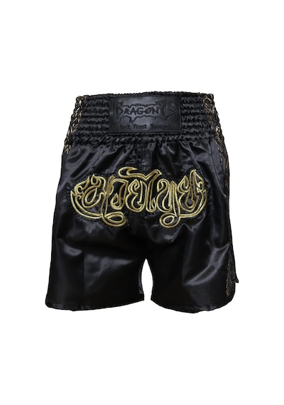 Dragondo Mt3028 Nakışlı Muaythai Şortu Muay Thai Antrenman Şortu Siyah