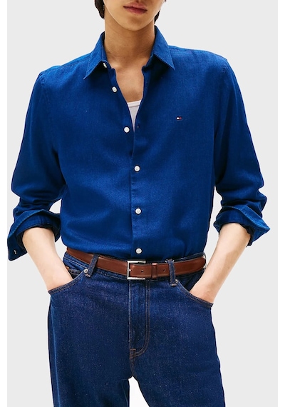 Tommy Hilfiger Sateen Indıgo Sf Shırt Erkek Mavi Gömlek - Mw0mw40498