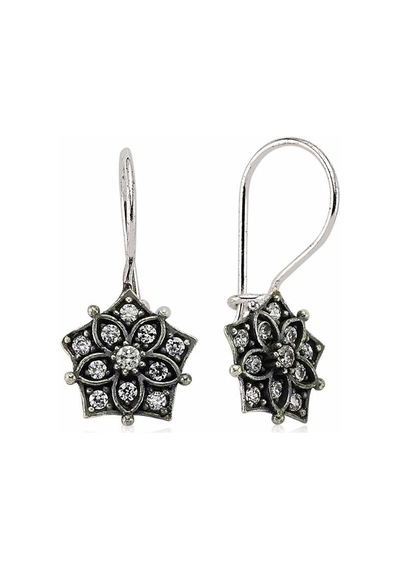 Gümüş Sallantılı Çiçek Küpe 14 MM-Gümüş