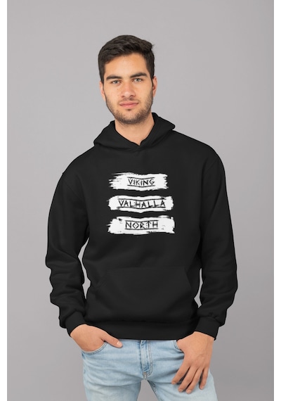 Nevermind Viking Valhalla North Kapüşonlu Sweatshirt Erkek Unisex Hoodie Siyah