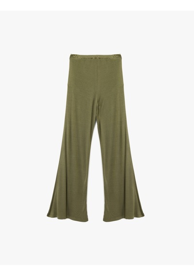 Koton Rahat Kalıp Uzun Geniş Paça Pijama Altı Yeşil 6wlk40243mk Yeşil