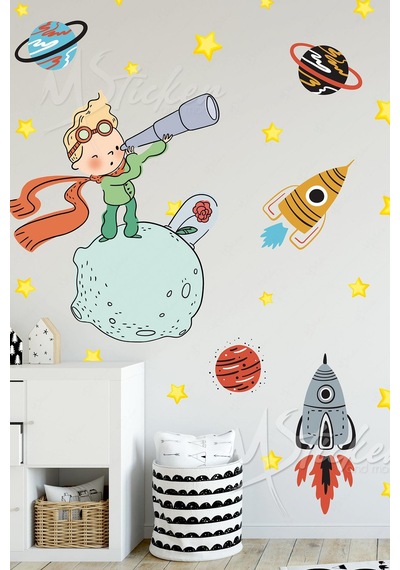 Küçük Prens Uzay Macerası Çocuk Bebek Odası Duvar Sticker Seti