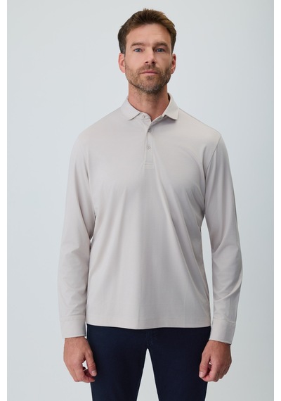 Morven Erkek Taş Polo Yaka Rayon Sweatshirt 27ks063002870 Taş