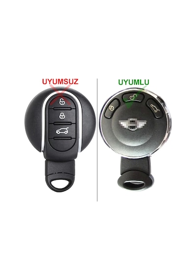 Mini Cooper Countryman Uyumlu Kumanda Anahtar Kılıfı Oto Anahtarlık Beyaz Gold