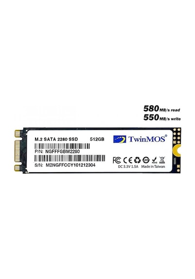 TWINMOS 512GB 580/550MB/s M2 SATA3 3D-NAND S  D NGFFFGBM2280