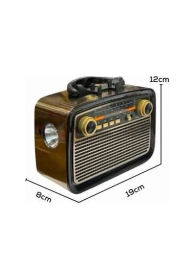 Nostaljik Görünümlü Ahşap Radyo Tf Sd Usb Girişli Led Fener Işıklı - 5000