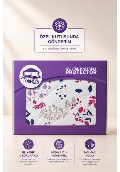 Morena Desenli Sıvı Geçirmez Kapitone Fitted Alez Ve Yastık Kılıfı Seti Özel Kutulu Gönderim Çok Renkli