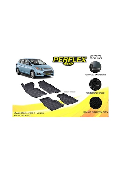 Perflex 3D Havuzlu Paspas Siyah Ford C Max 2012 2017 3D 5 Pcs 504642844