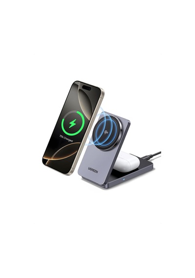 Tr Magflow Qi2 Sertifikalı 15w Şarj Istasyonu Magsafe İle Uyumlu 2'si 1 Arada Manyetik Şarj Istasyonu 16 16 Pro 16 Pr