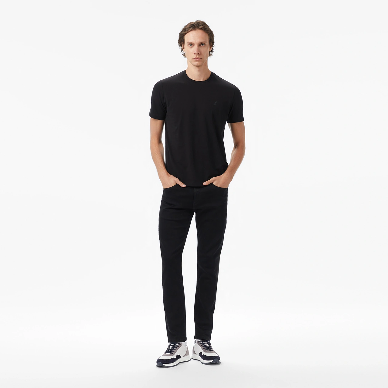 Nautica Erkek Siyah Classic Fit T-shirt Düz V55340t Siyah