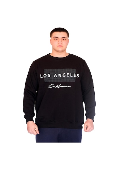 Mode Xl Büyük Beden Erkek Sweatshirt Bisiklet Yaka Los Angeles U24561 Siyah Siyah