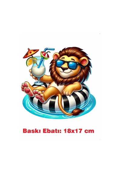Aslan Yaz Temalı Ütü İle Yapışan Tekstil Kumaş Tişört Baskı 3366