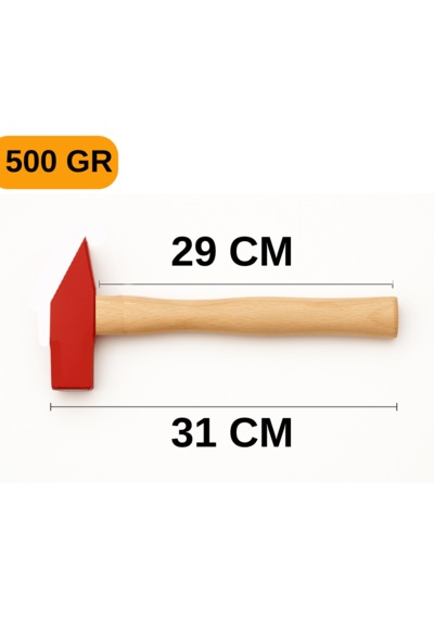 500gr Çelik Başlı Ergonomik Ahşap Saplı Çift Taraflı Çekiç